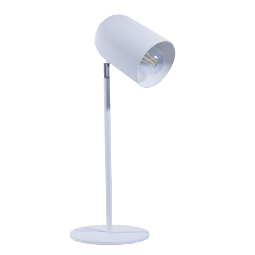 Lámpara de escritorio con cabezal bala con movimiento blanca